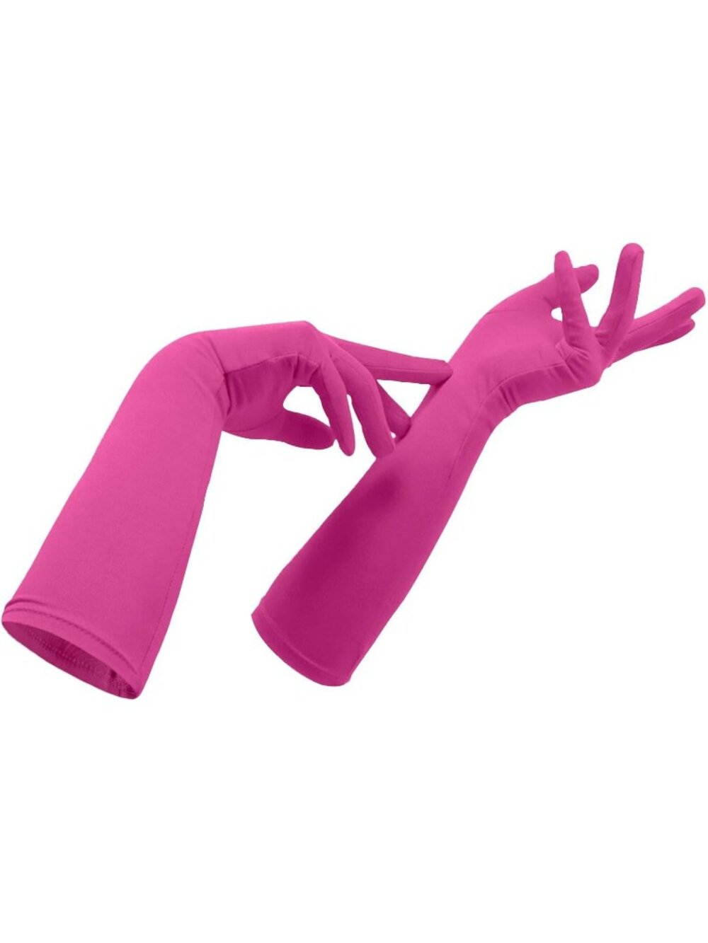 Women's Hot Pink Cosplay Halloween Costume Spandex Stretch Mid-Length Gloves